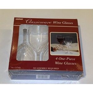 COMET Classicware One-Piece Elegant Acrylic Wine Glasses 8 oz. Clear 4/Pack